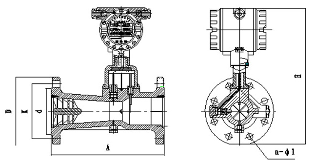 dn32旋進(jìn)旋渦流量計外形圖