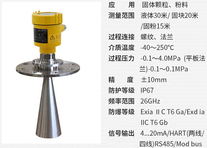 衛生型雷達液位計RD708技術(shù)參數表圖