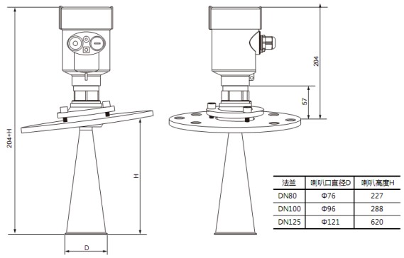 脈沖雷達液位計RD706外形尺寸圖